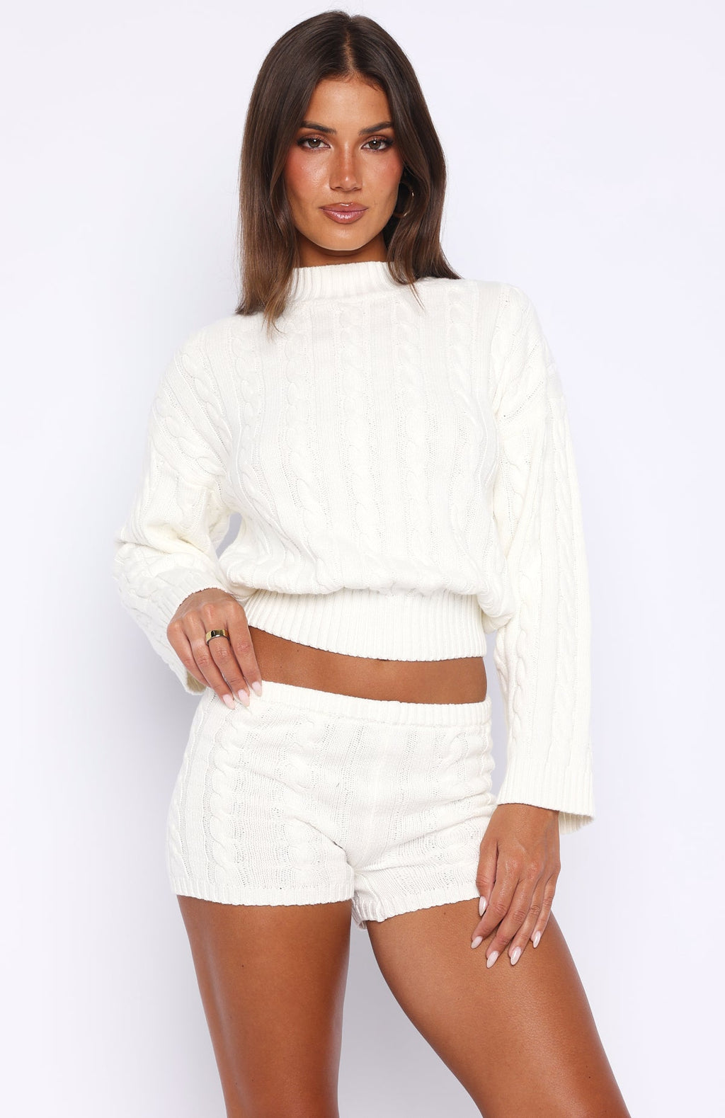 White Fox Cosy Kindness Knit Sweater Off White