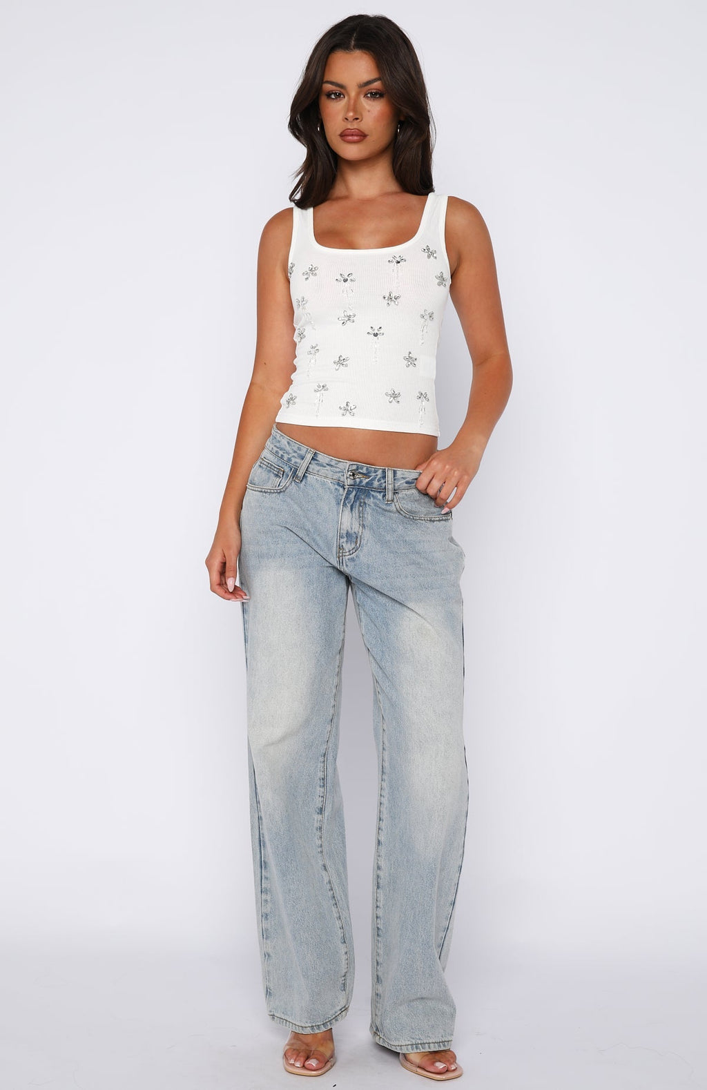 White Fox Sinful Embrace Rib Tank White