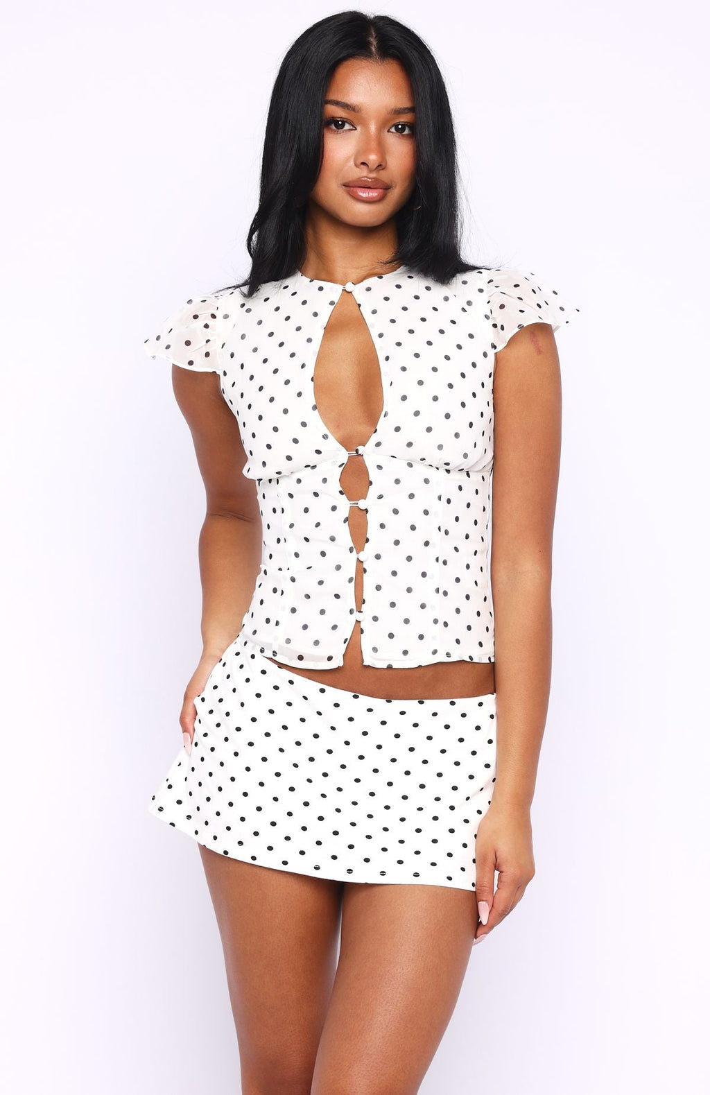 White Fox Choose Wisely Mini Skort White/Black Polka Dot