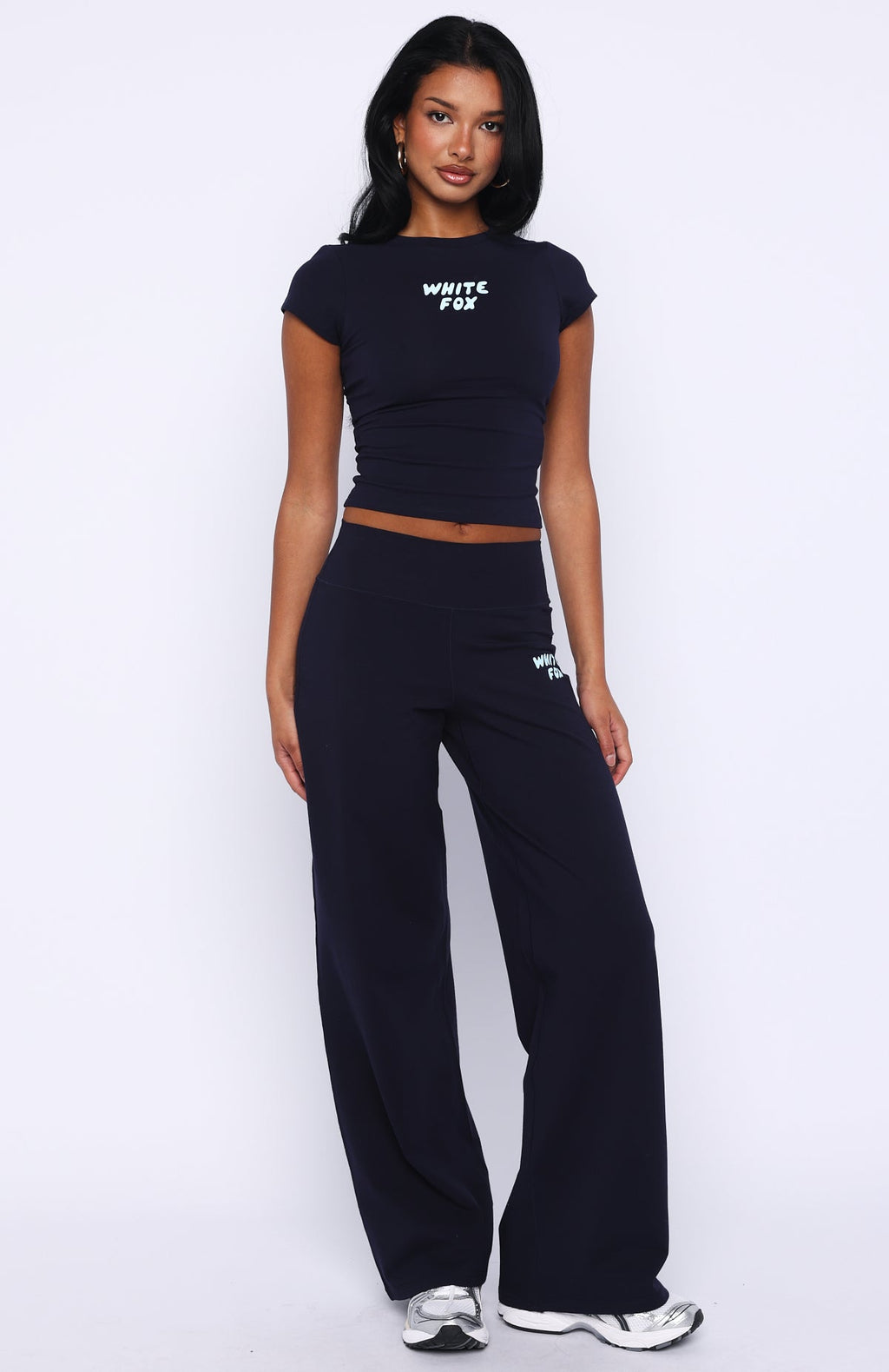 White Fox Break The Records Baby Tee Navy