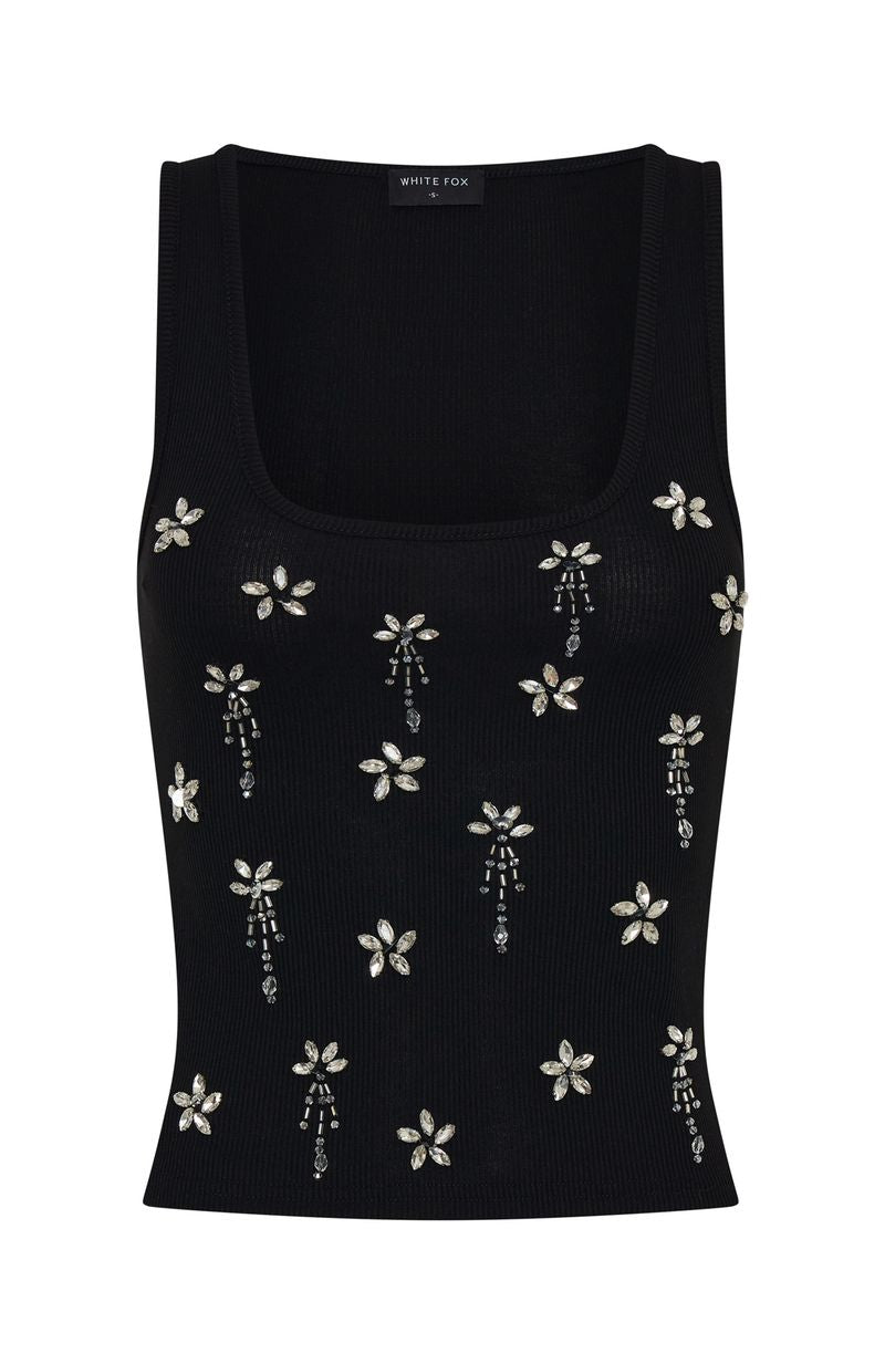 White Fox Sinful Embrace Rib Tank Black