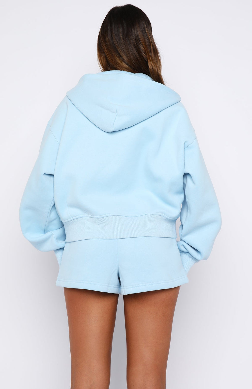 White Fox Release 15 Asalia Boxy Zip Front Hoodie Blue