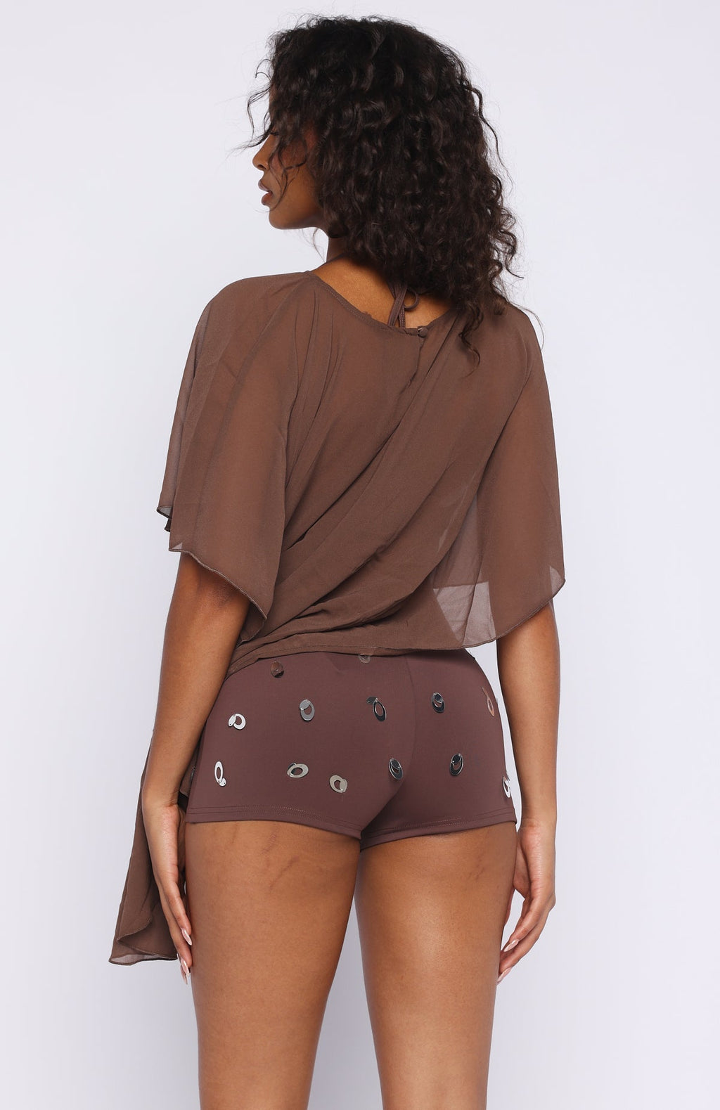 White Fox Solar Shade Sequin Shorts Toasted Coconut