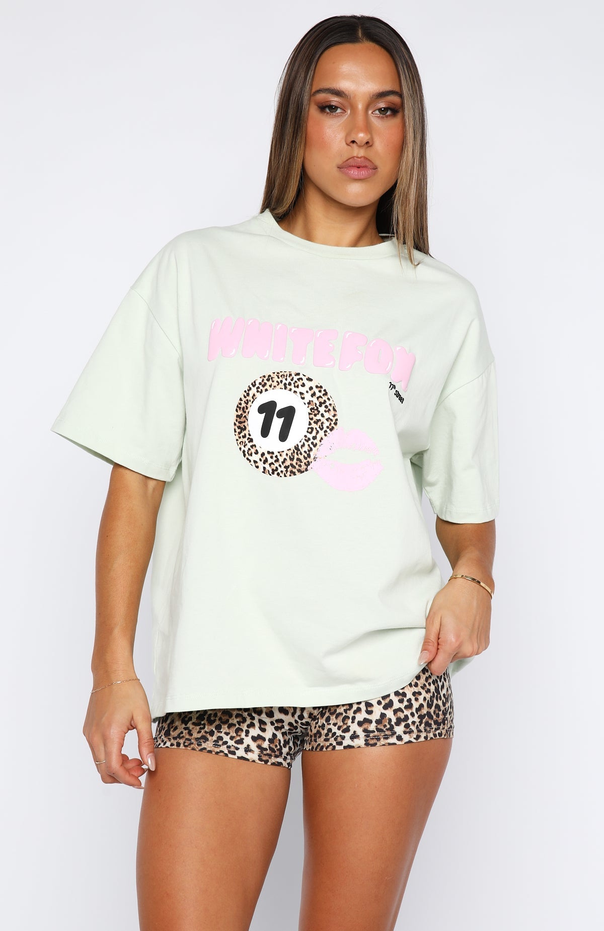 White Fox 11th Street Concrete Jungle Oversized Tee Iced Matcha