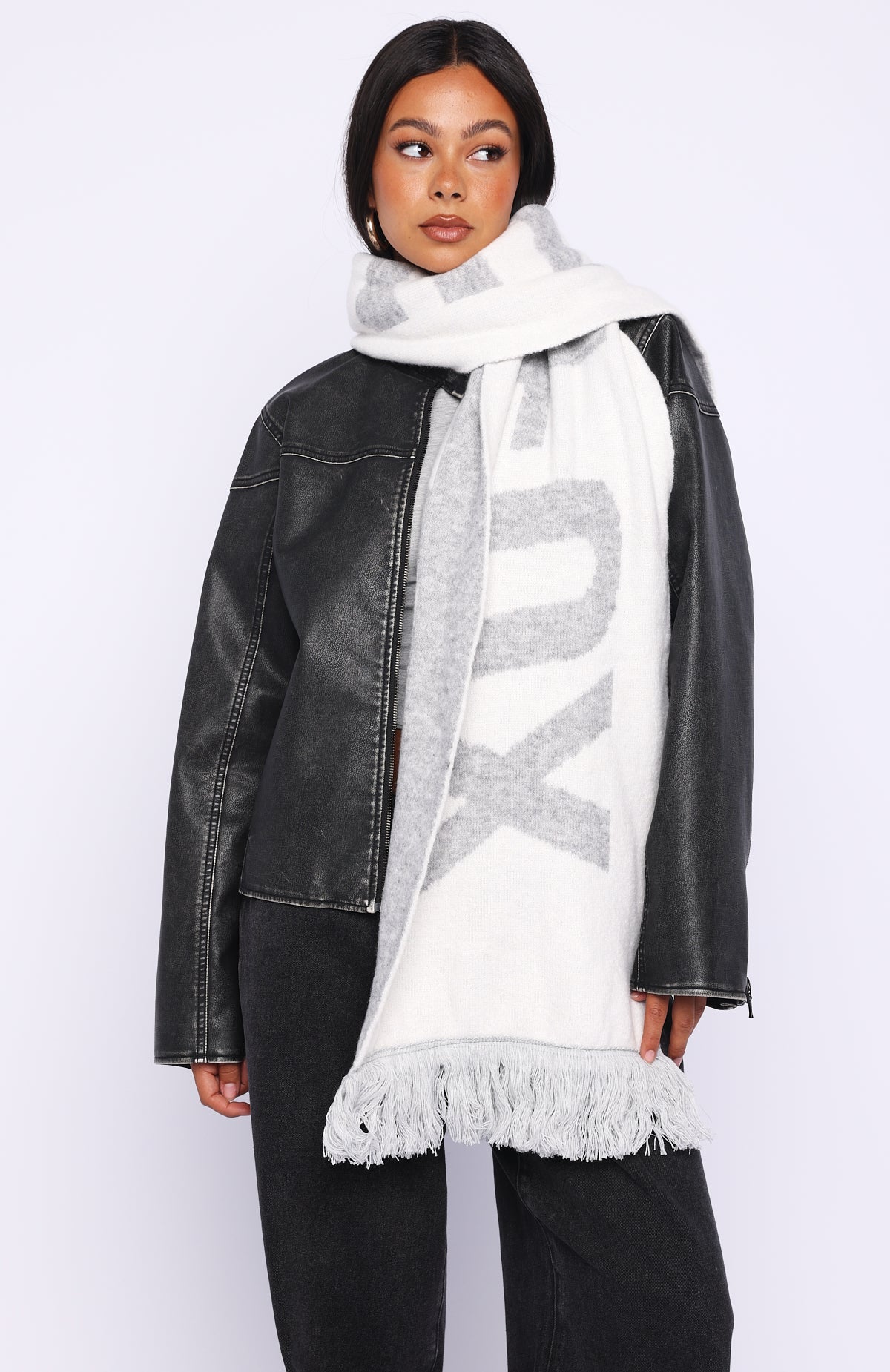 White Fox Falsetto Scarf Grey