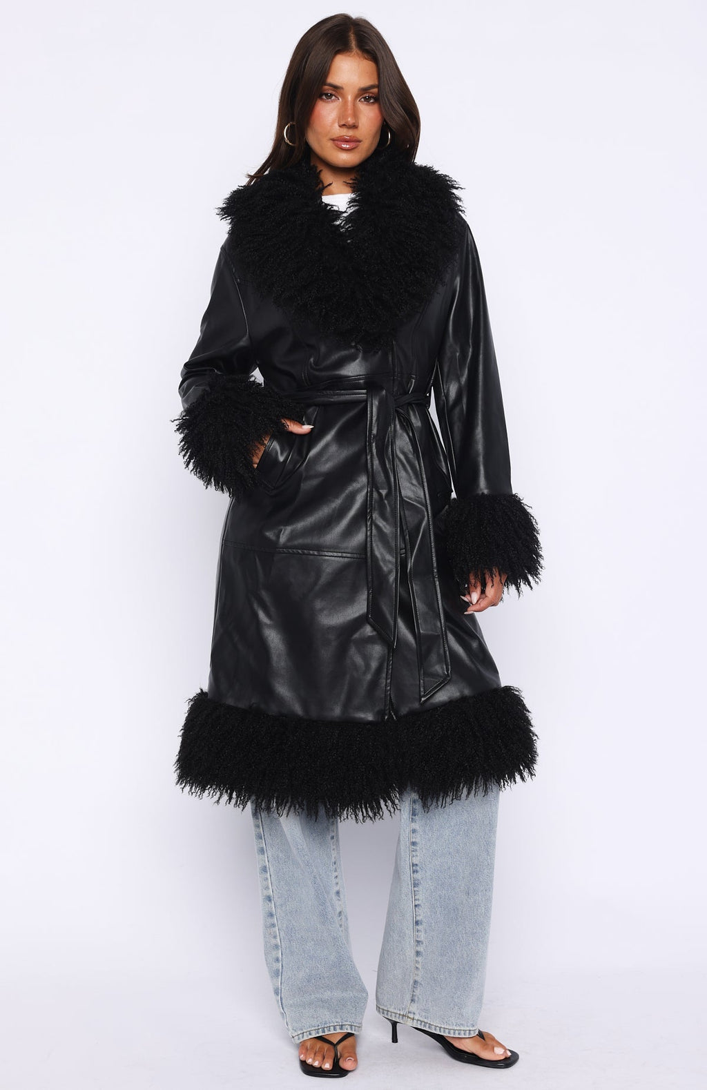 White Fox In My Space PU Jacket Black