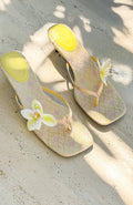 White Fox Rhea Orchid Thong Mules Lemon
