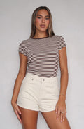 White Fox Emerson Denim Shorts Cream