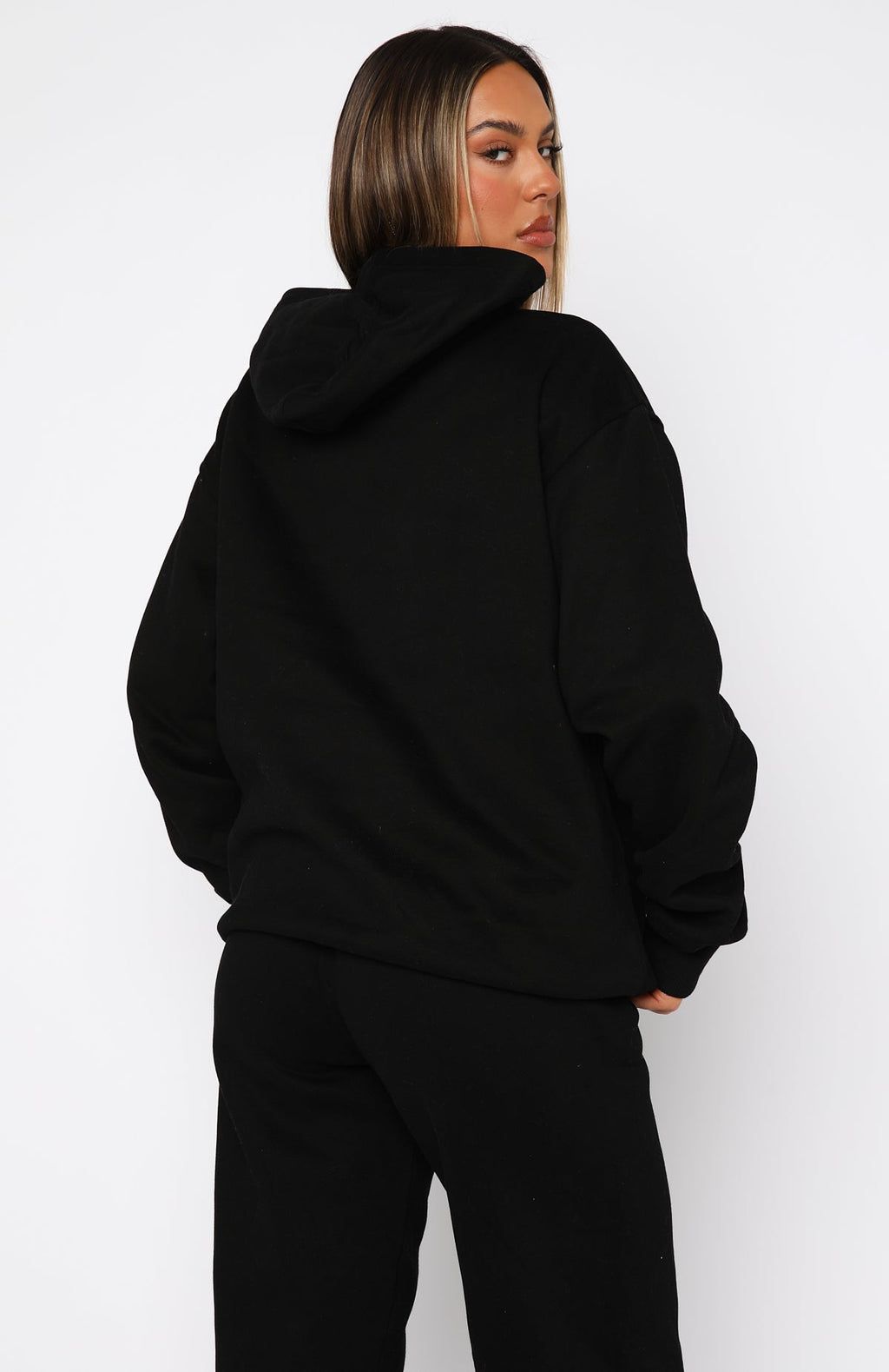 White Fox Decade Classics Varsity Oversized Hoodie Black