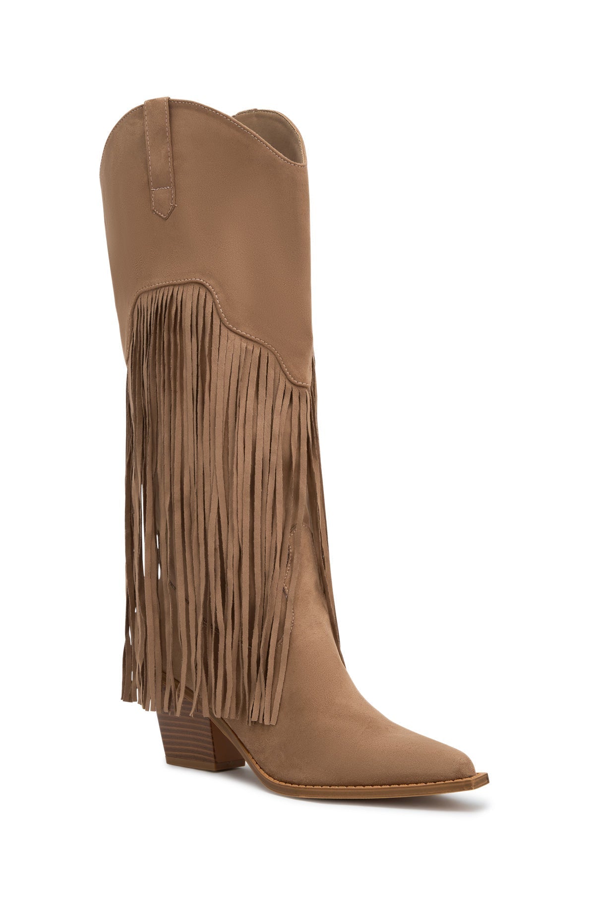 White Fox Iniko Cowboy Boot Taupe Faux Suede