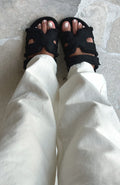White Fox Sandra Shearling Sandals Black