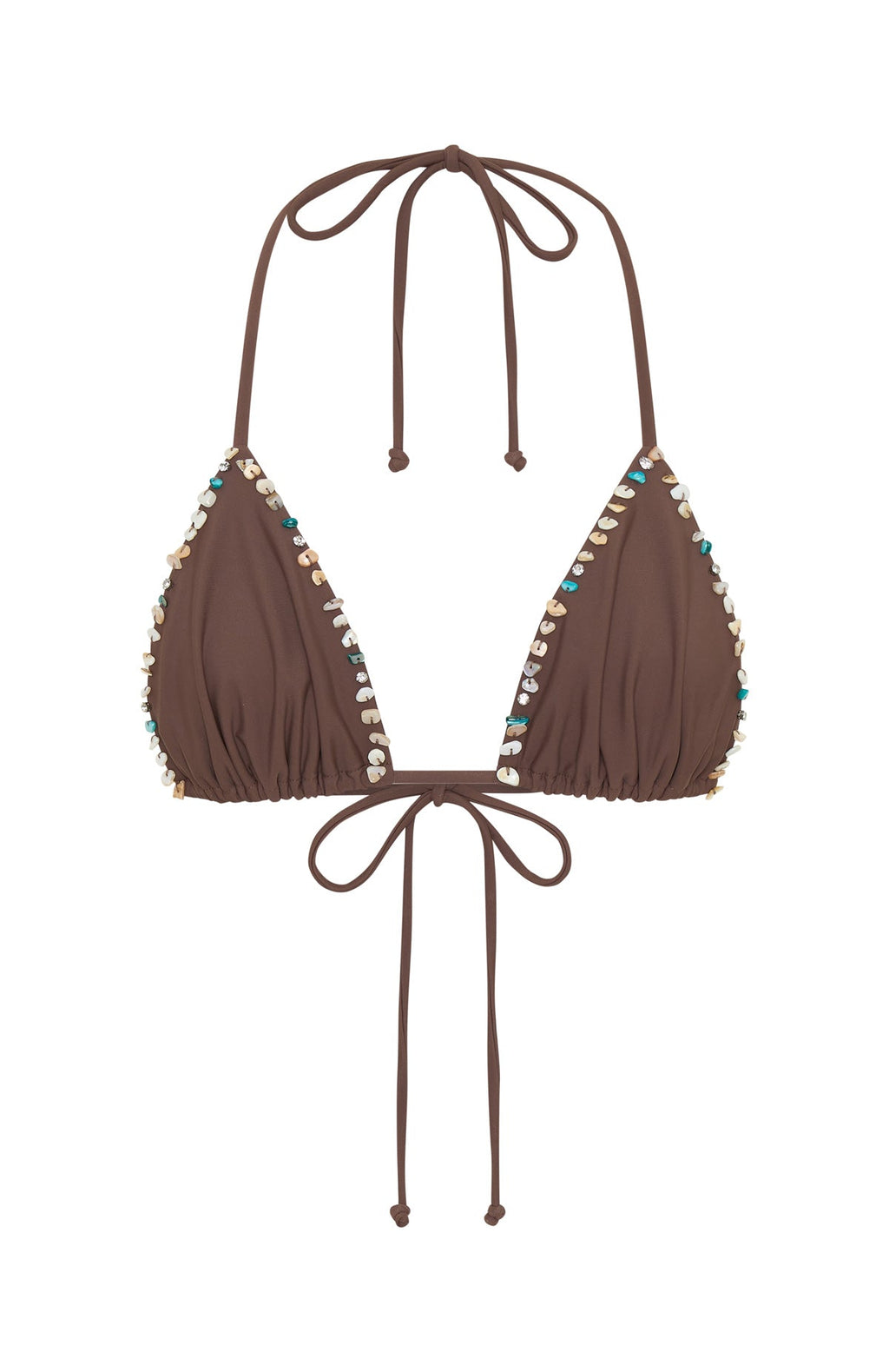 White Fox Isla Beaded Bikini Top Toasted Coconut