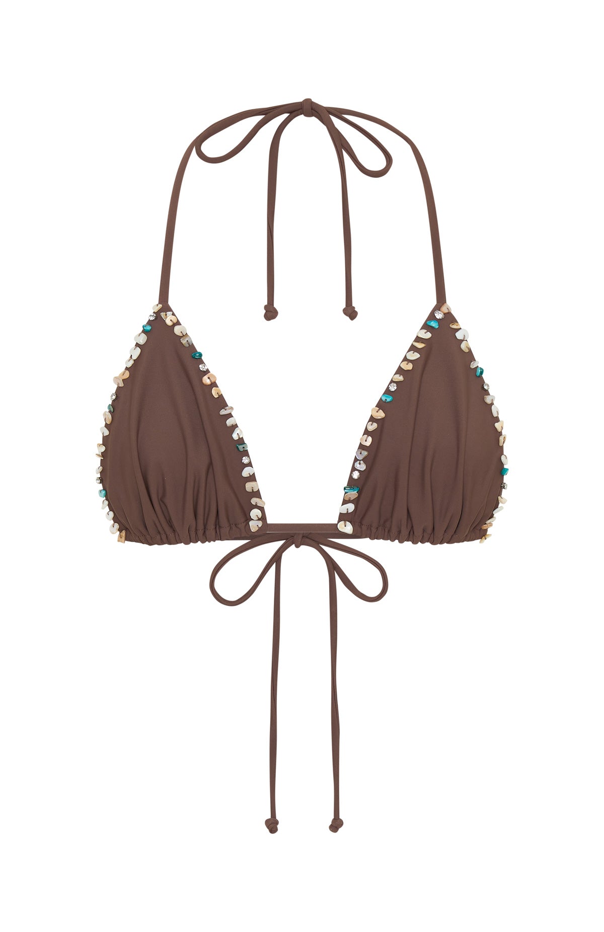 White Fox Isla Beaded Bikini Top Toasted Coconut
