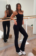 White Fox Mode Flare Leggings Black