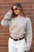 White Fox Can't Help Falling Knit Sweater Beige