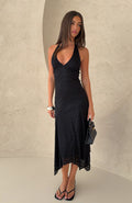 White Fox Crazy Little Thing Halter Midi Dress Black
