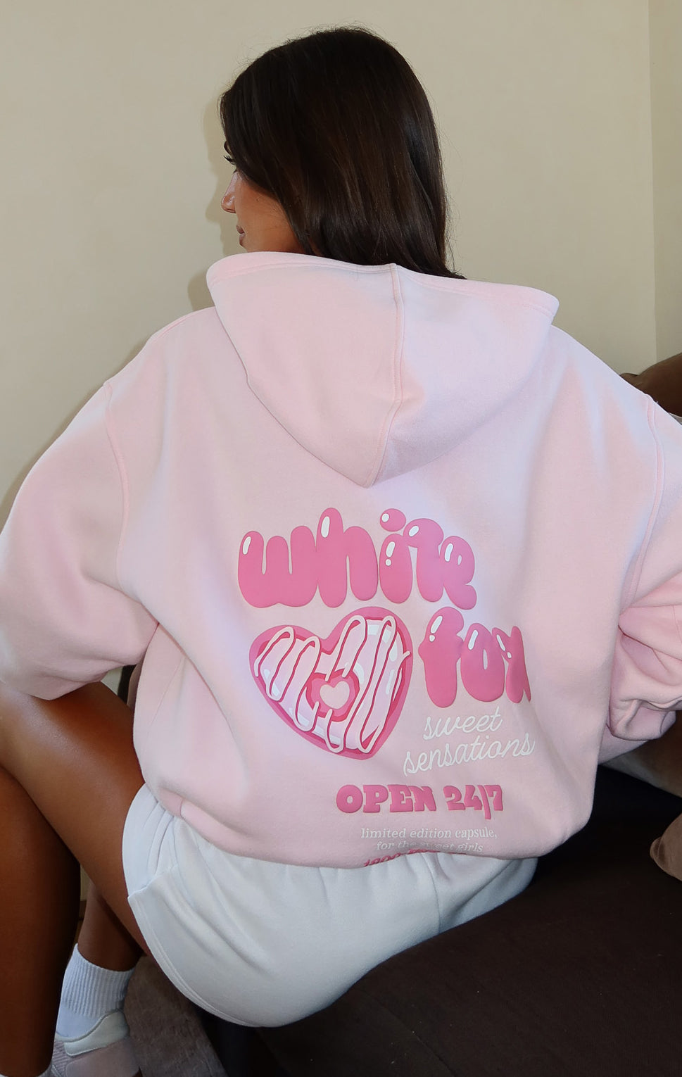 White Fox Sweet Sensations Oversized Hoodie Pink