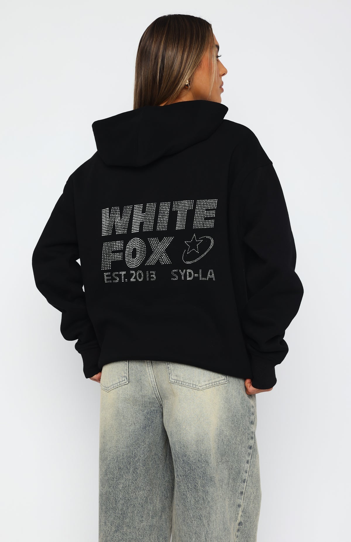 White Fox Always Shining Oversized Hoodie Black