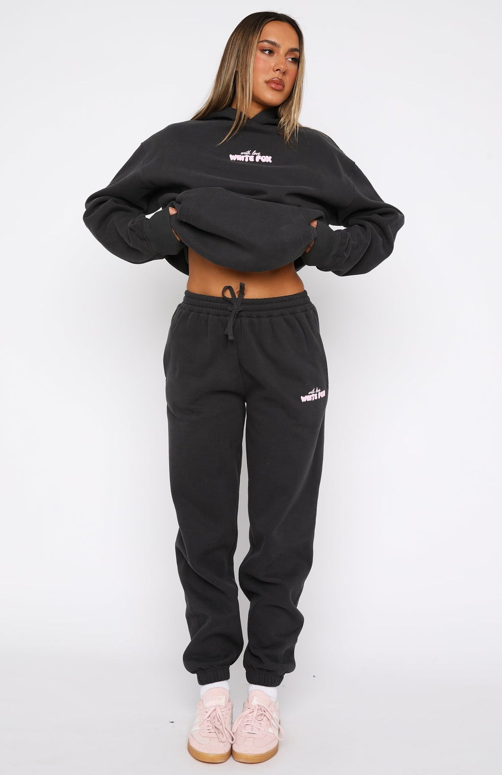 White Fox With Love In The Moment Sweatpants Charcoal