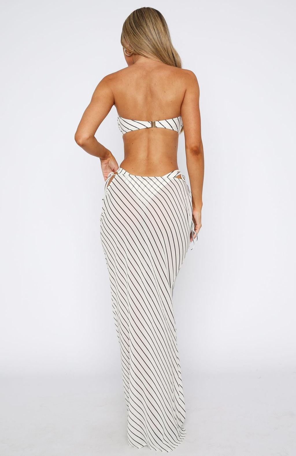 White Fox Luminous Maxi Skirt Cream/Choc Stripe