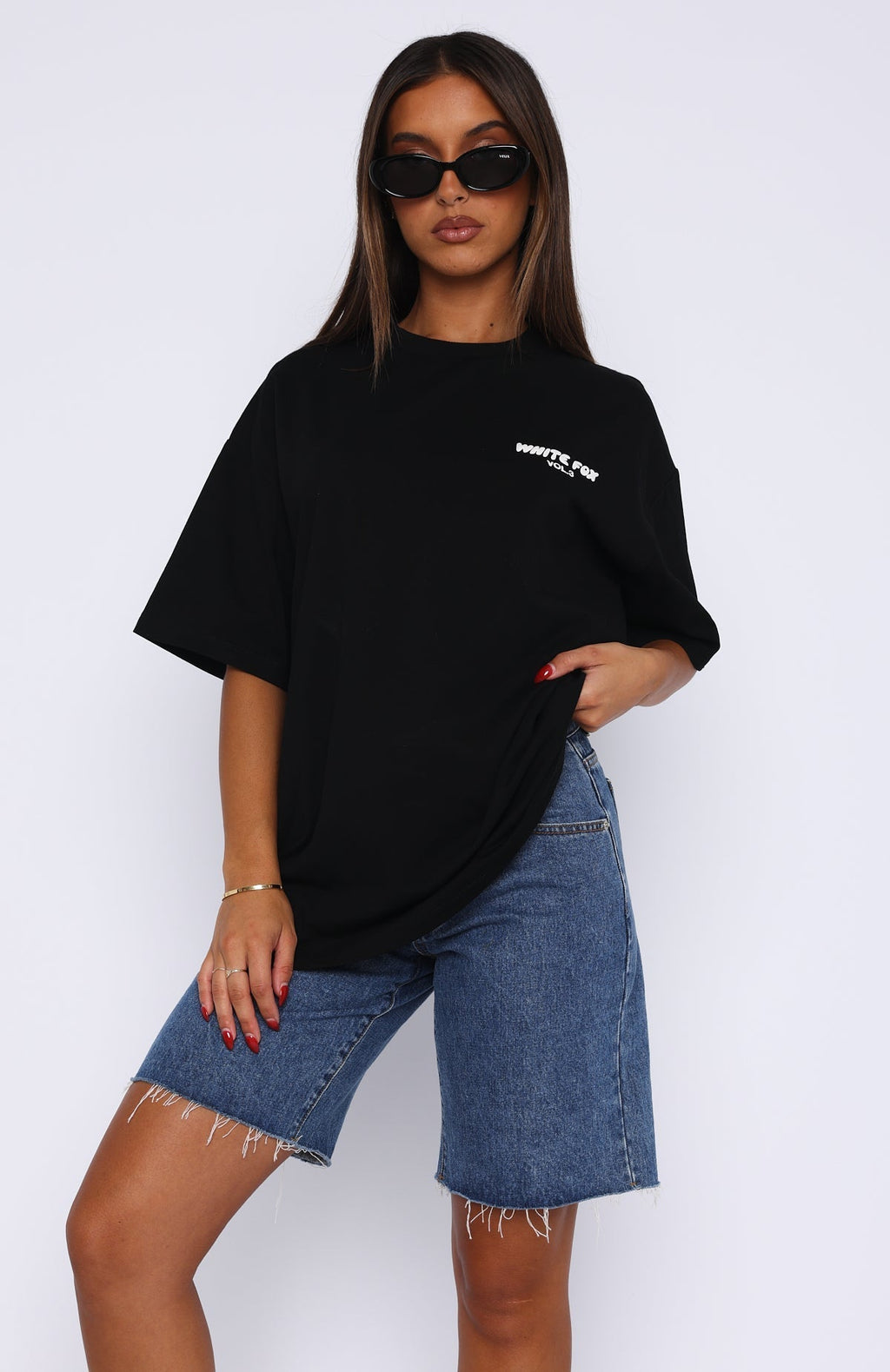White Fox Offstage Back Graphic Oversized Tee Monochrome