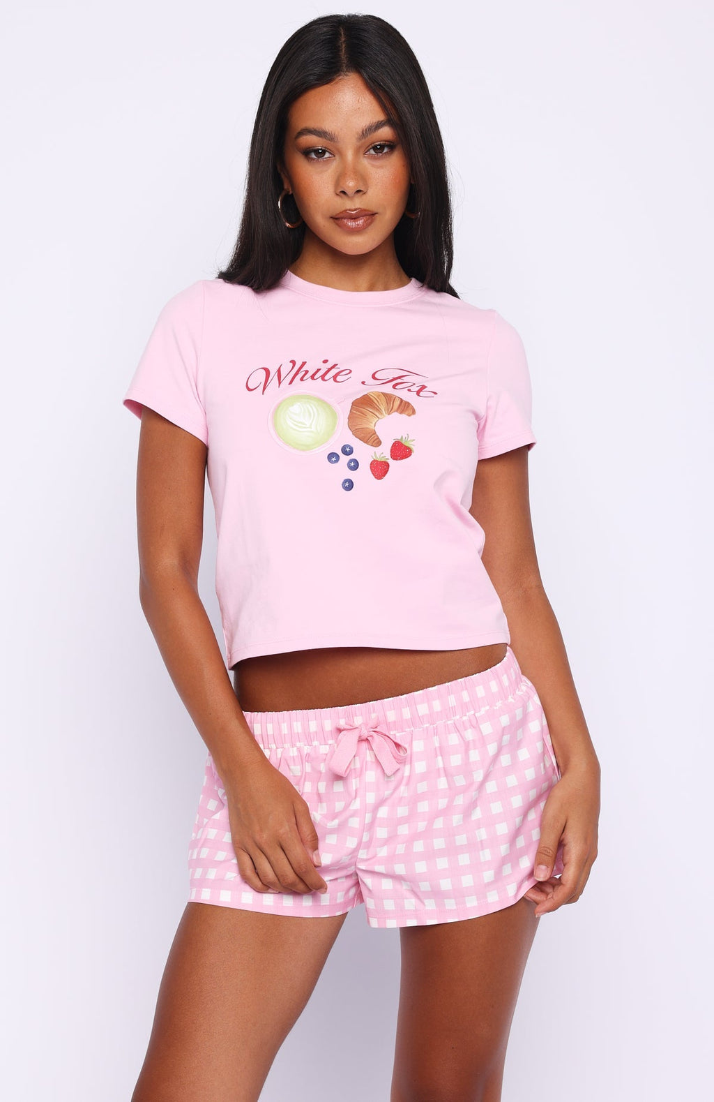 White Fox Breakfast In Bed Pyjama Set Pink