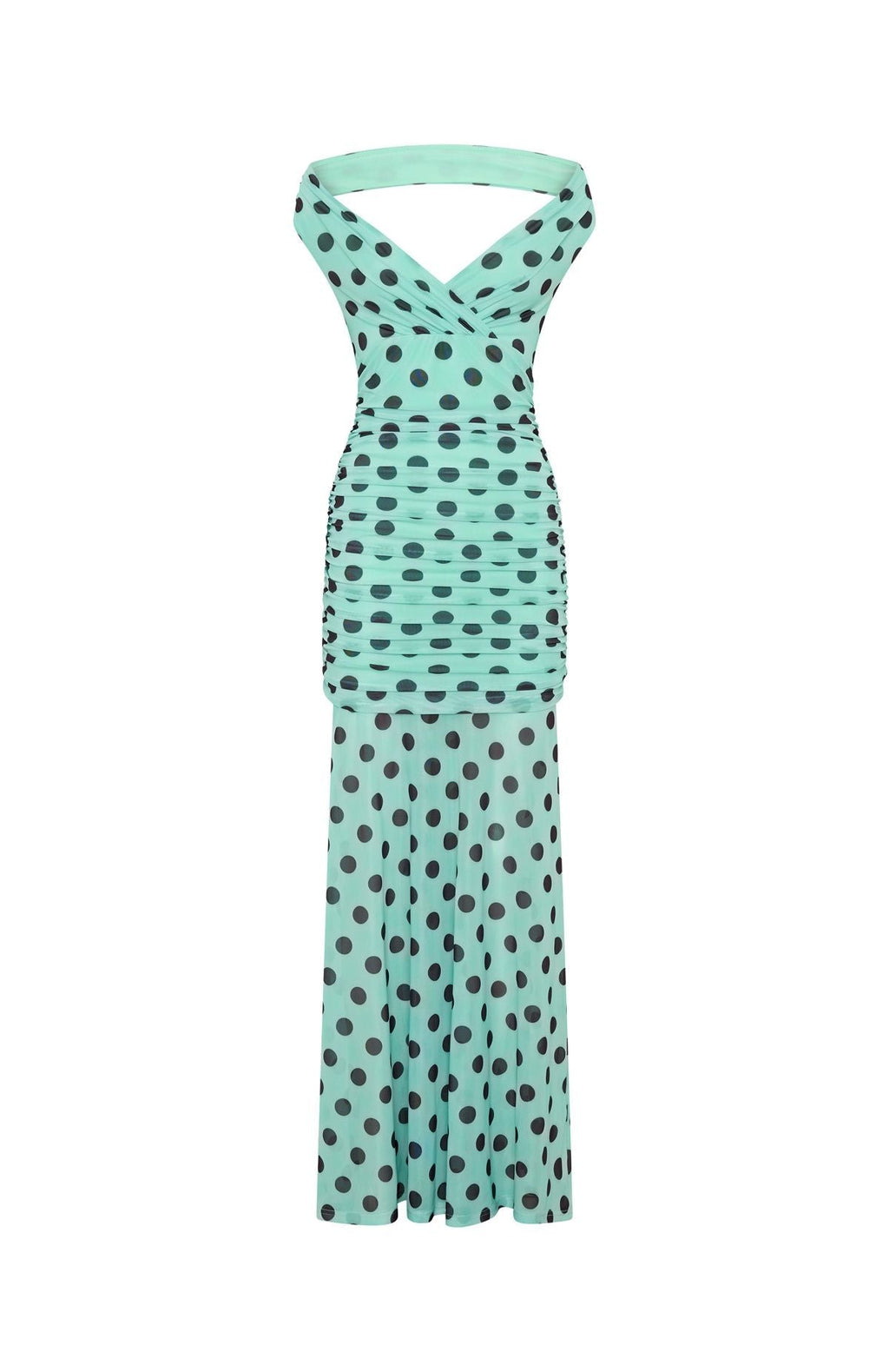 White Fox Sweet And Chic Maxi Dress Aqua Polka Dot