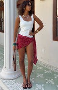 White Fox Magic Romance Beaded Sarong Scarlett Flame
