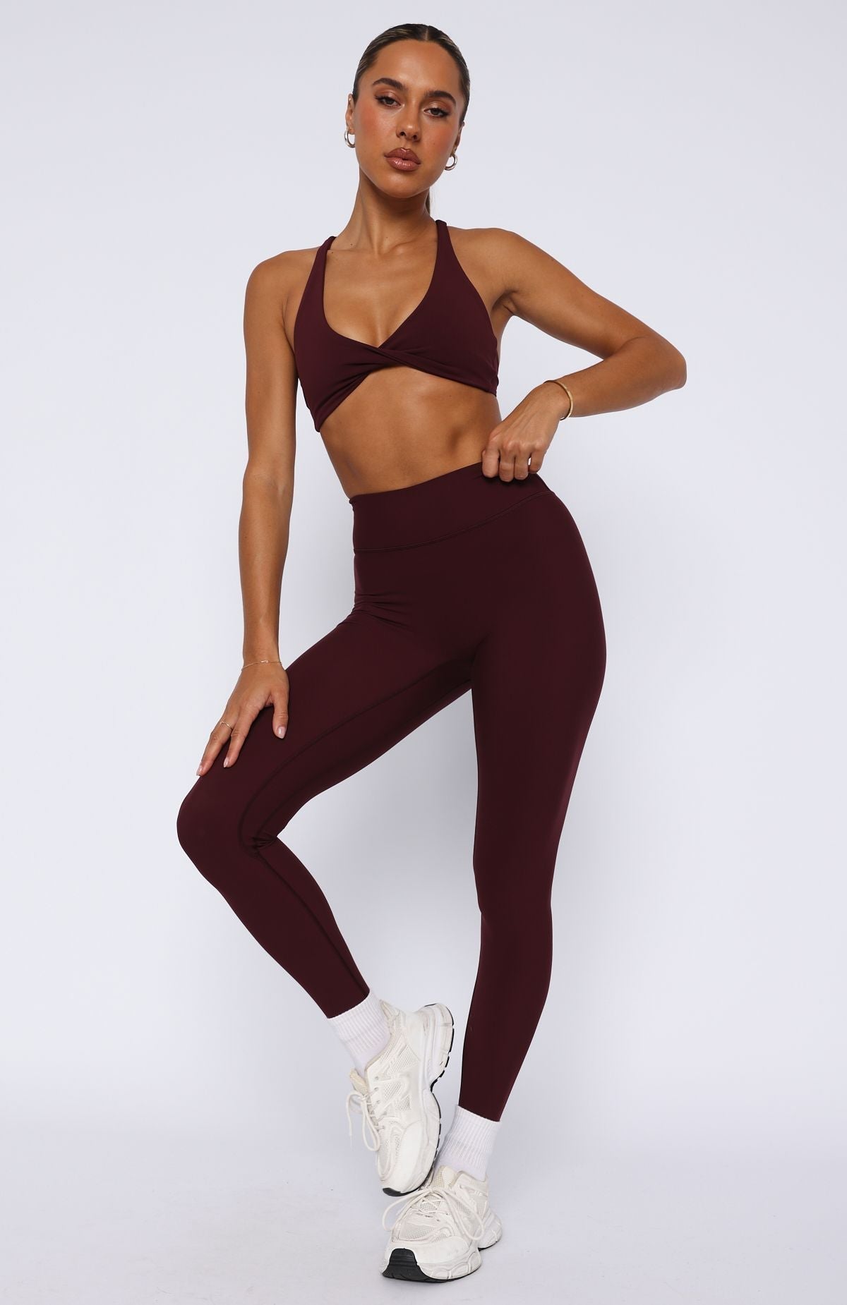 White Fox Go Getter High Waisted Leggings Merlot