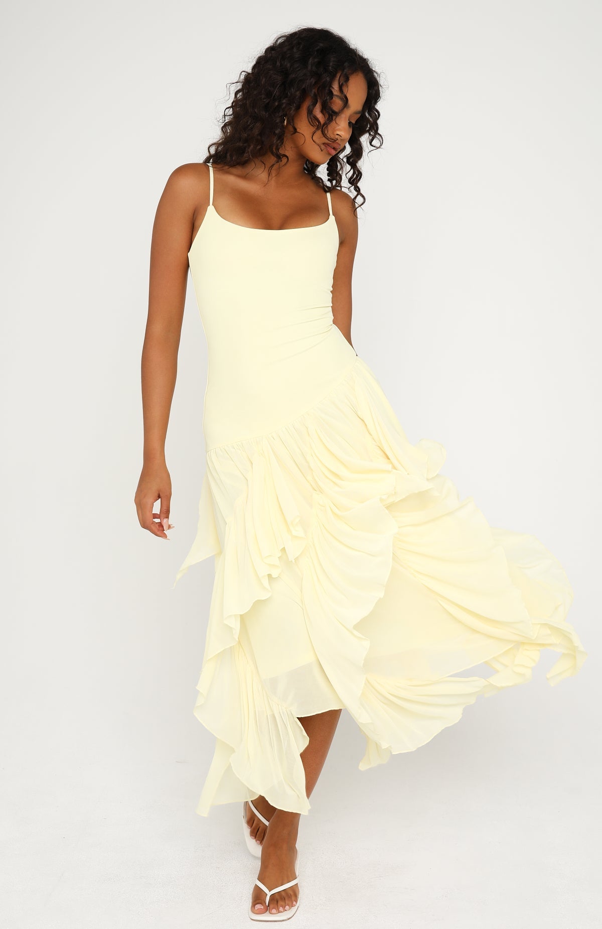 White Fox Soul Escape Midi Dress Lemon