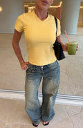 White Fox Maeve Low Rise Wide Leg Jeans Sand