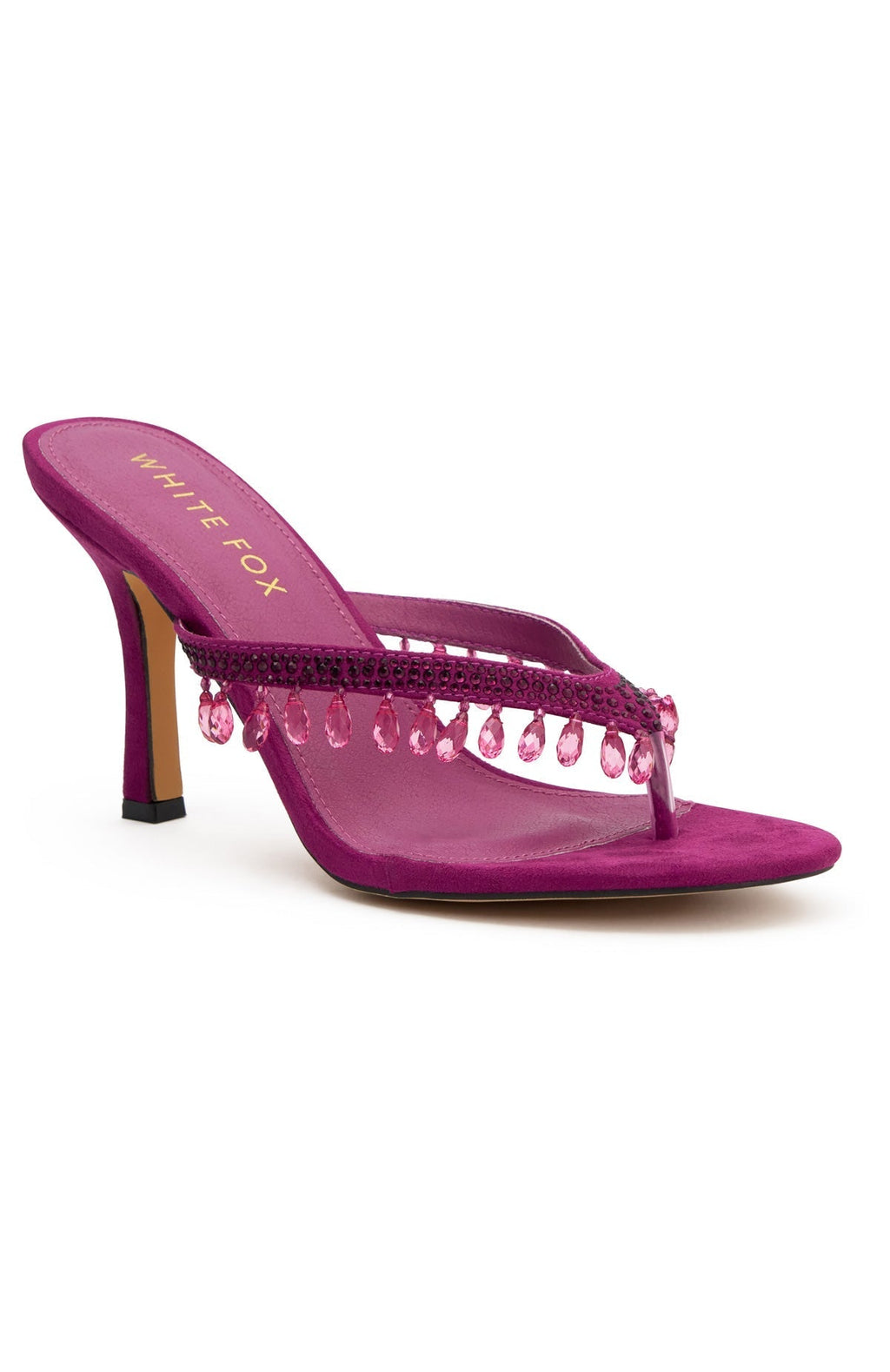 White Fox Jackie Mules Purple Faux Suede