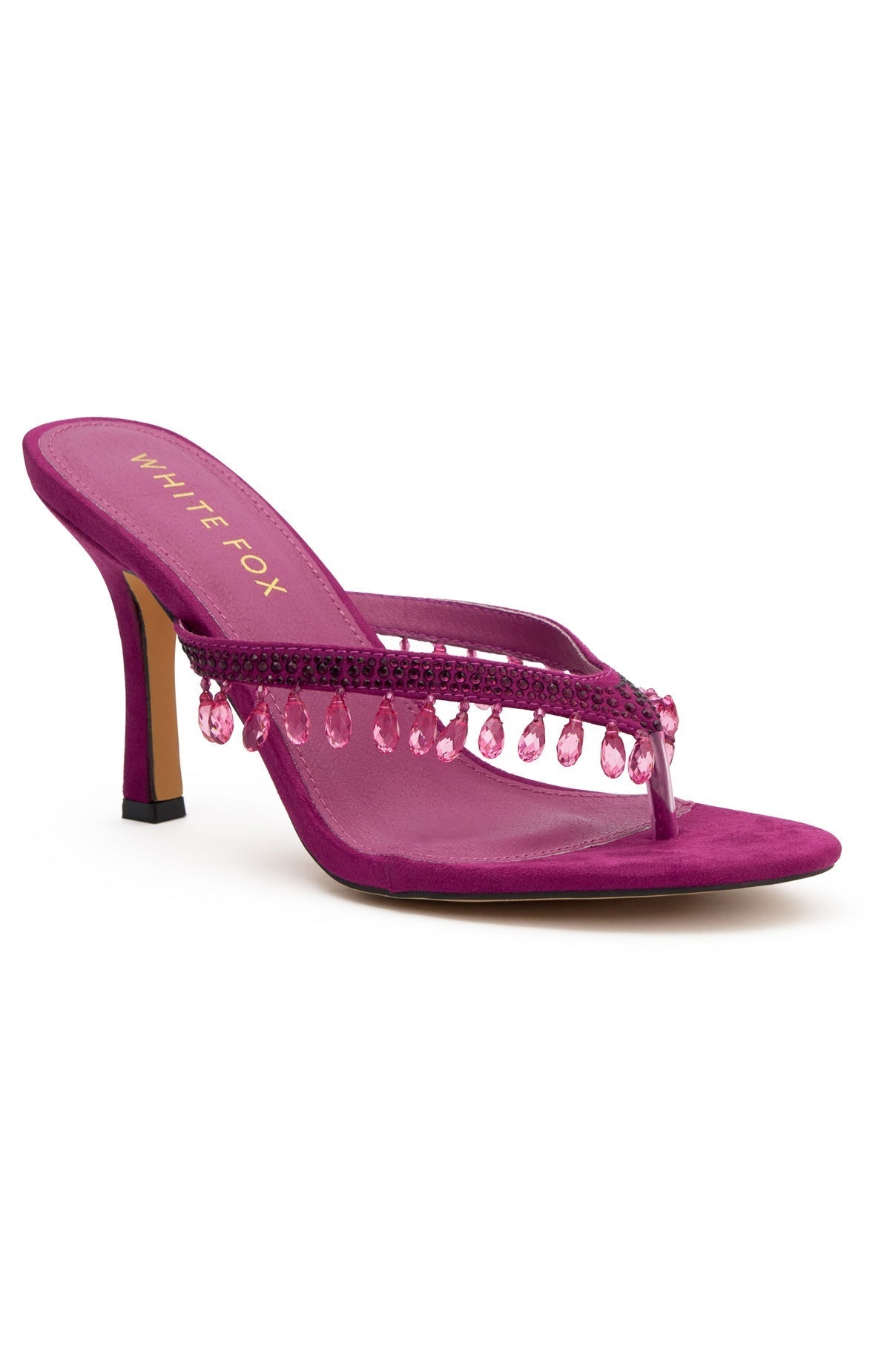White Fox Jackie Mules Purple Faux Suede