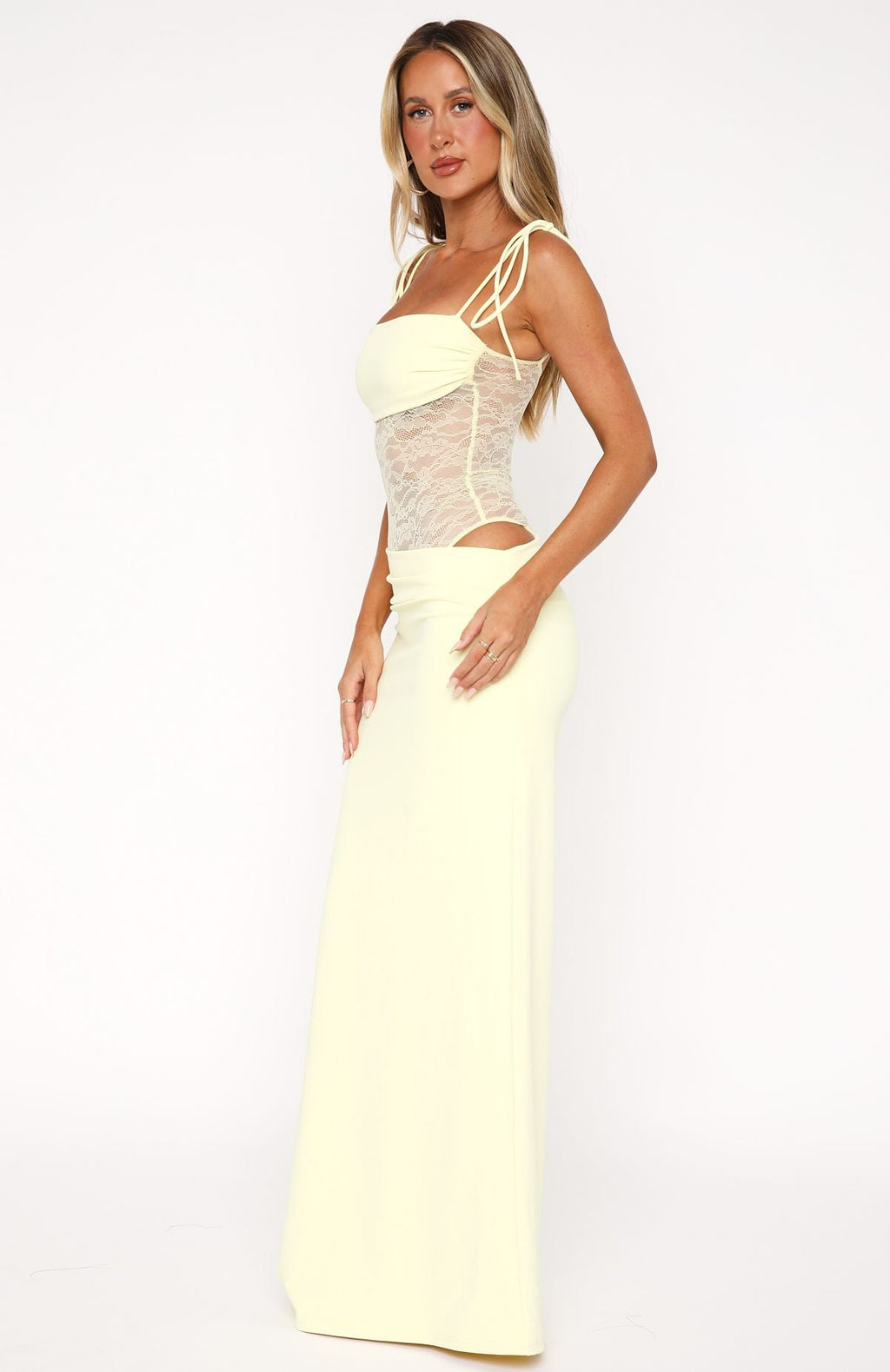 White Fox Compliment Me Maxi Dress Lemon