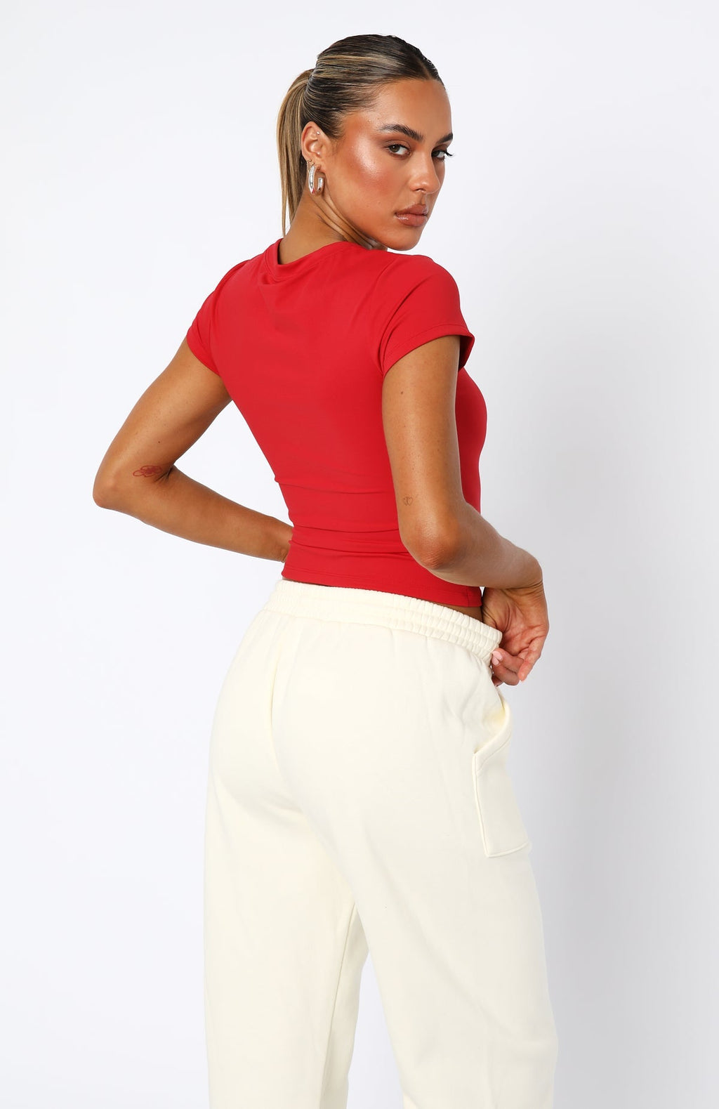 White Fox Era 8 Baby Tee Salsa