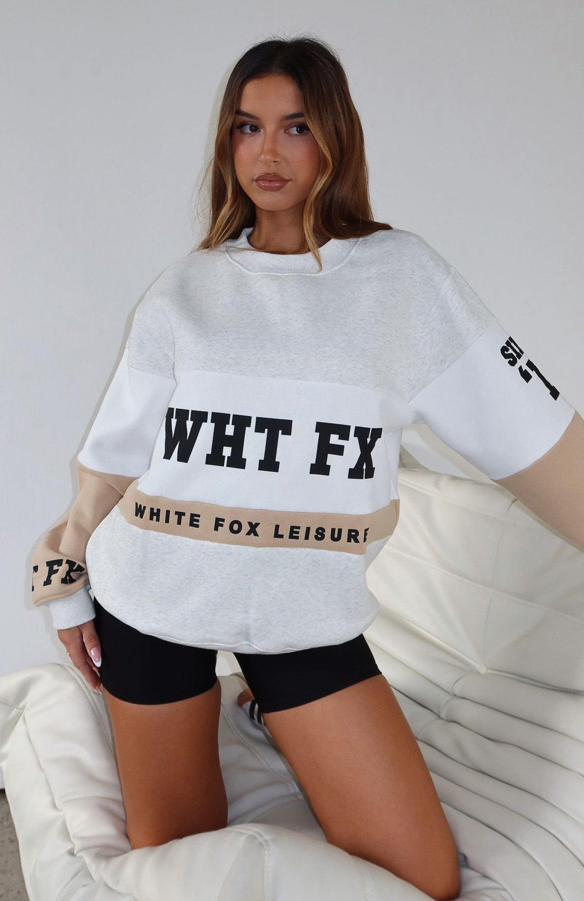 White Fox Latest And Greatest Oversized Sweater Neutral
