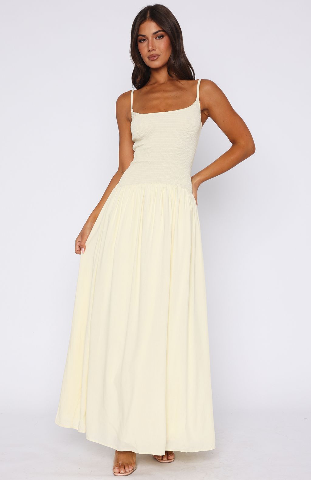 White Fox Too Many Questions Maxi Dress Lemon