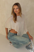 White Fox She's Thriving Poncho Top Champagne