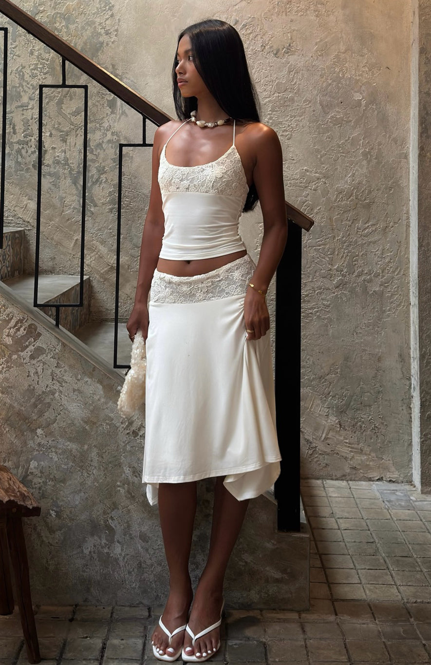 White Fox Cool Chaos Halter Top Off White