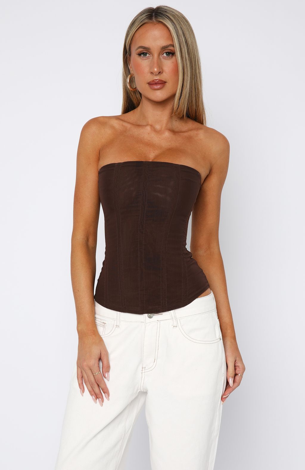 White Fox Tell Me A Secret Strapless Bustier Chocolate