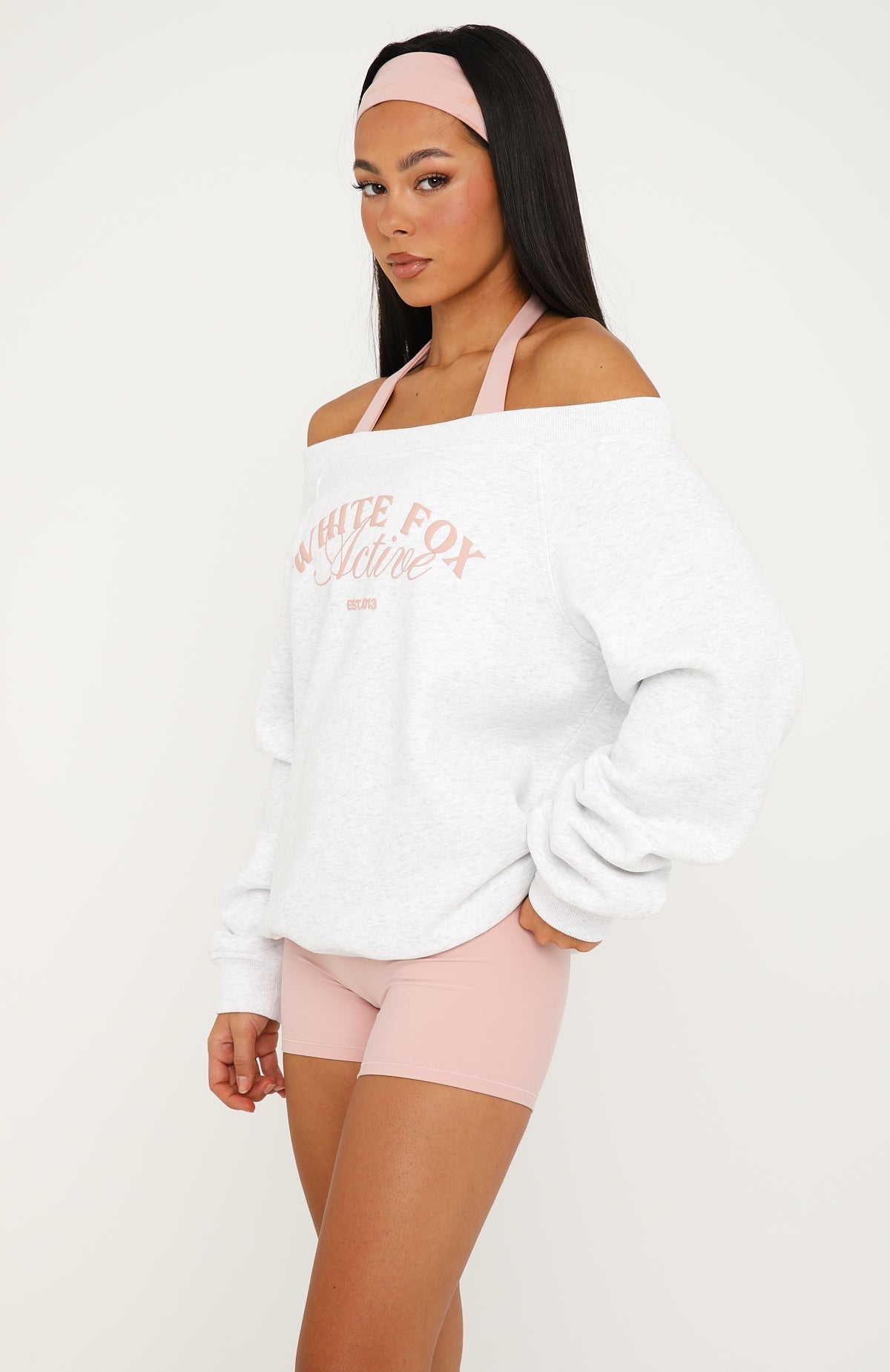 White Fox Far Away Off Shoulder Sweater Grey Marle