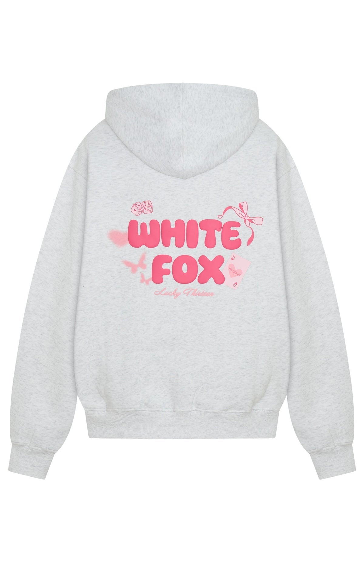 White Fox Lucky Thirteen Stephanie Oversized Hoodie Grey Marle