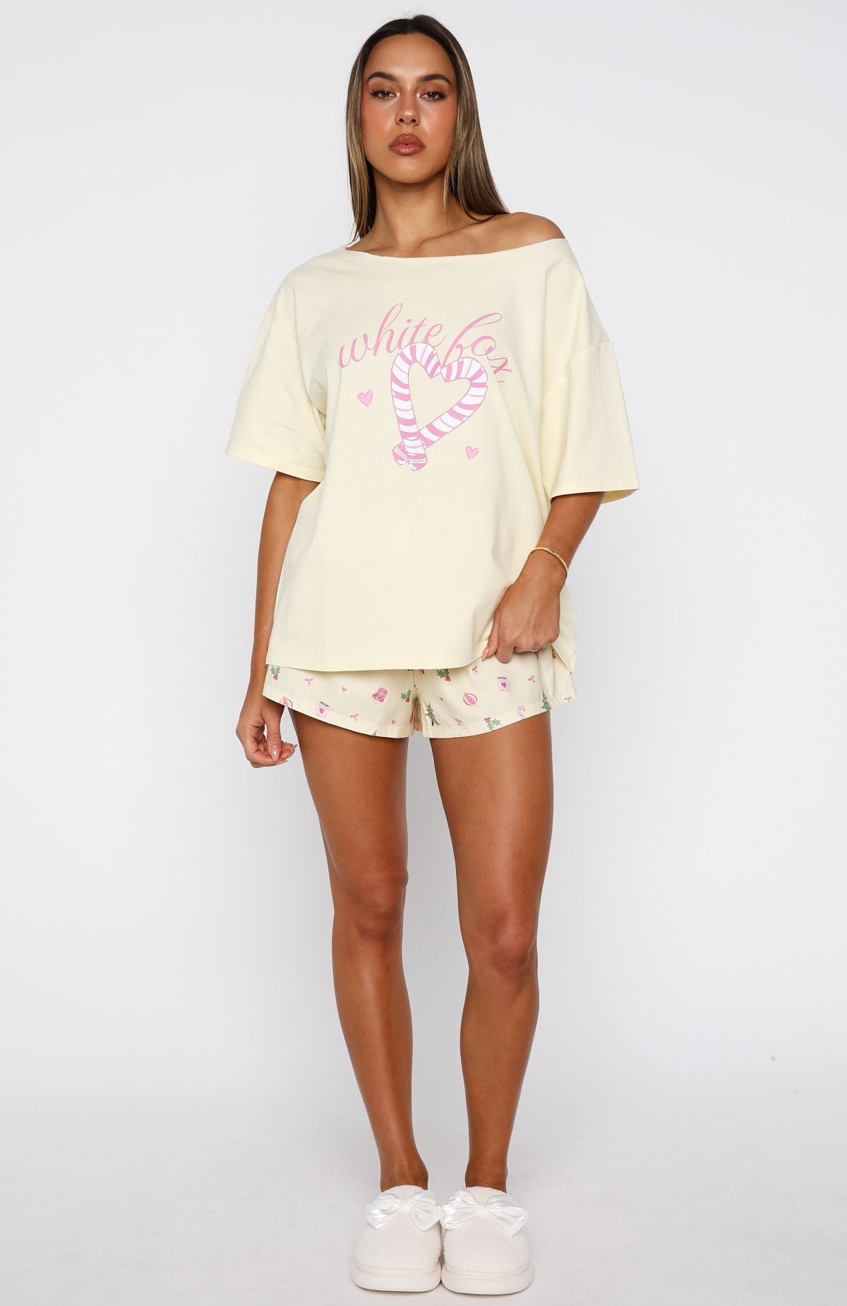 White Fox Sweetheart Pyjama Short Festive Flicker