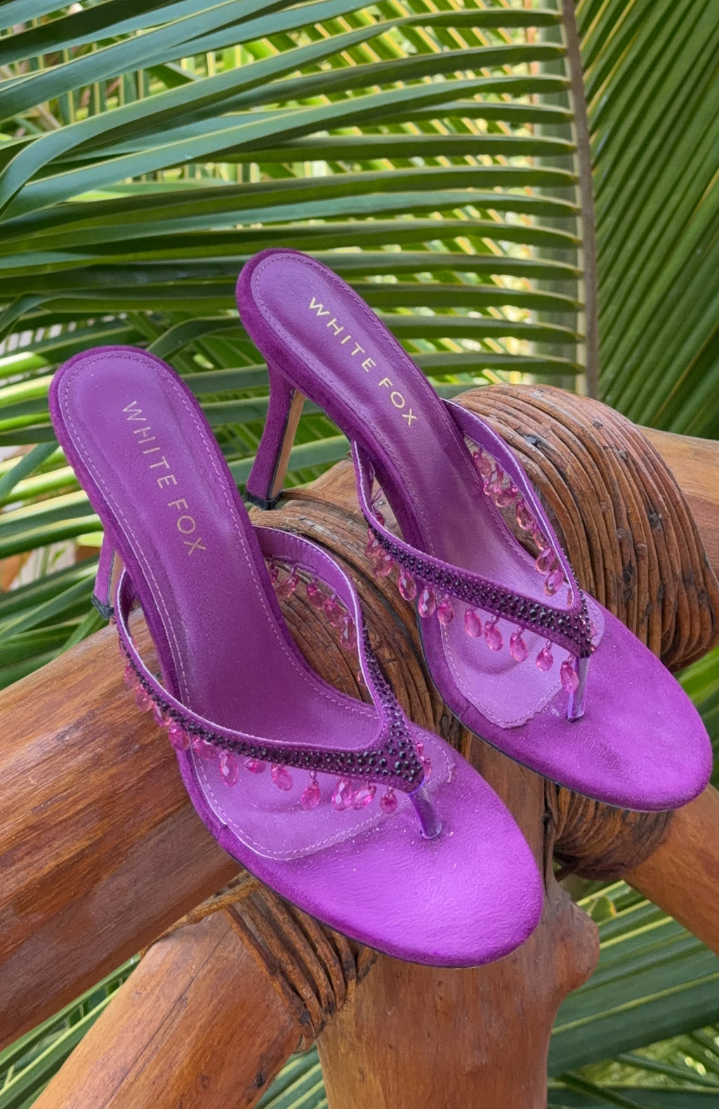 White Fox Jackie Mules Purple Faux Suede