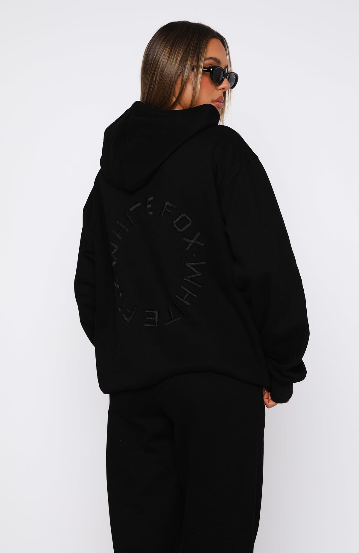 White Fox Stay Lifted Oversized Hoodie Black