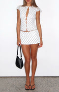 White Fox Choose Wisely Mini Skort White/Black Polka Dot