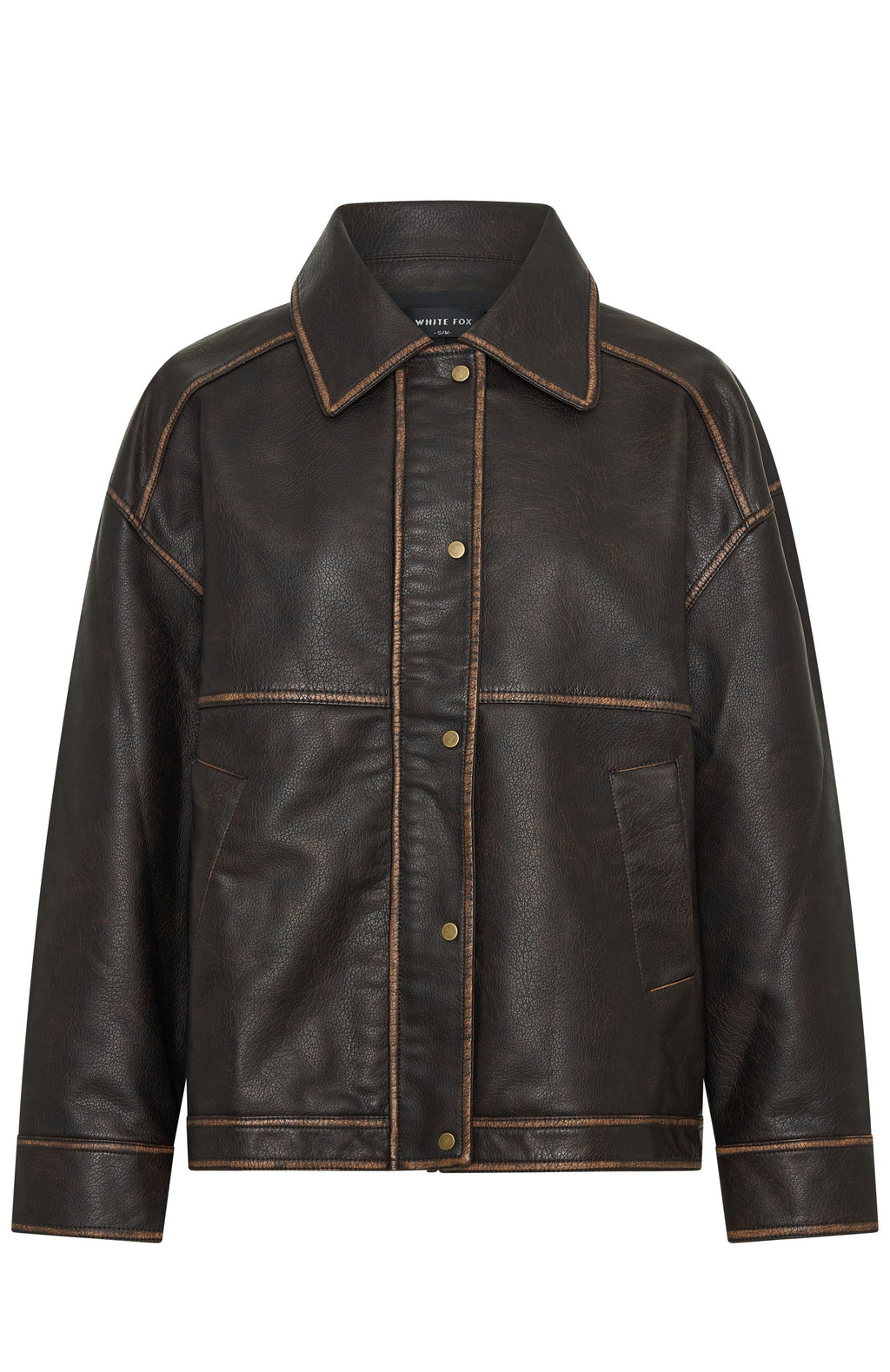 White Fox A London Girl PU Jacket Washed Chocolate