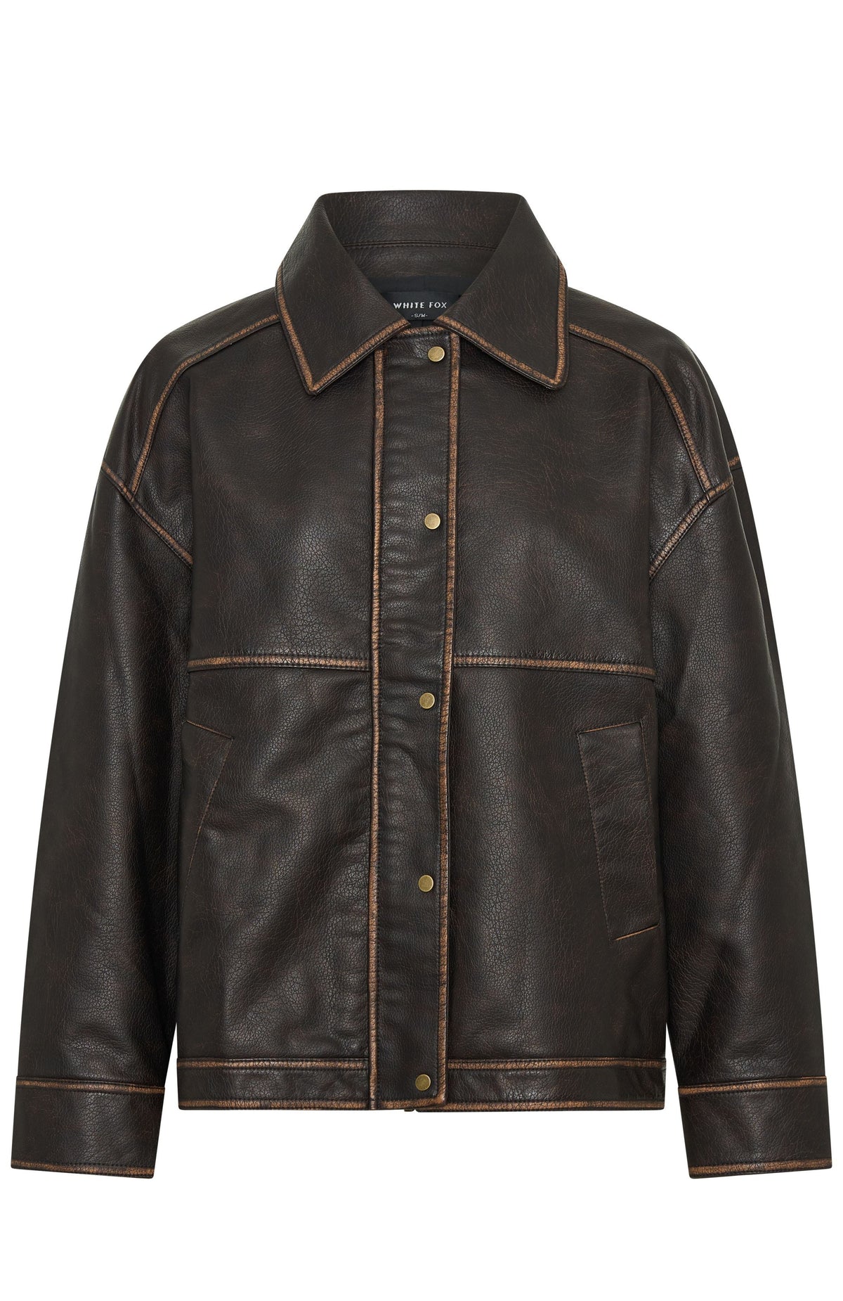 White Fox A London Girl PU Jacket Washed Chocolate