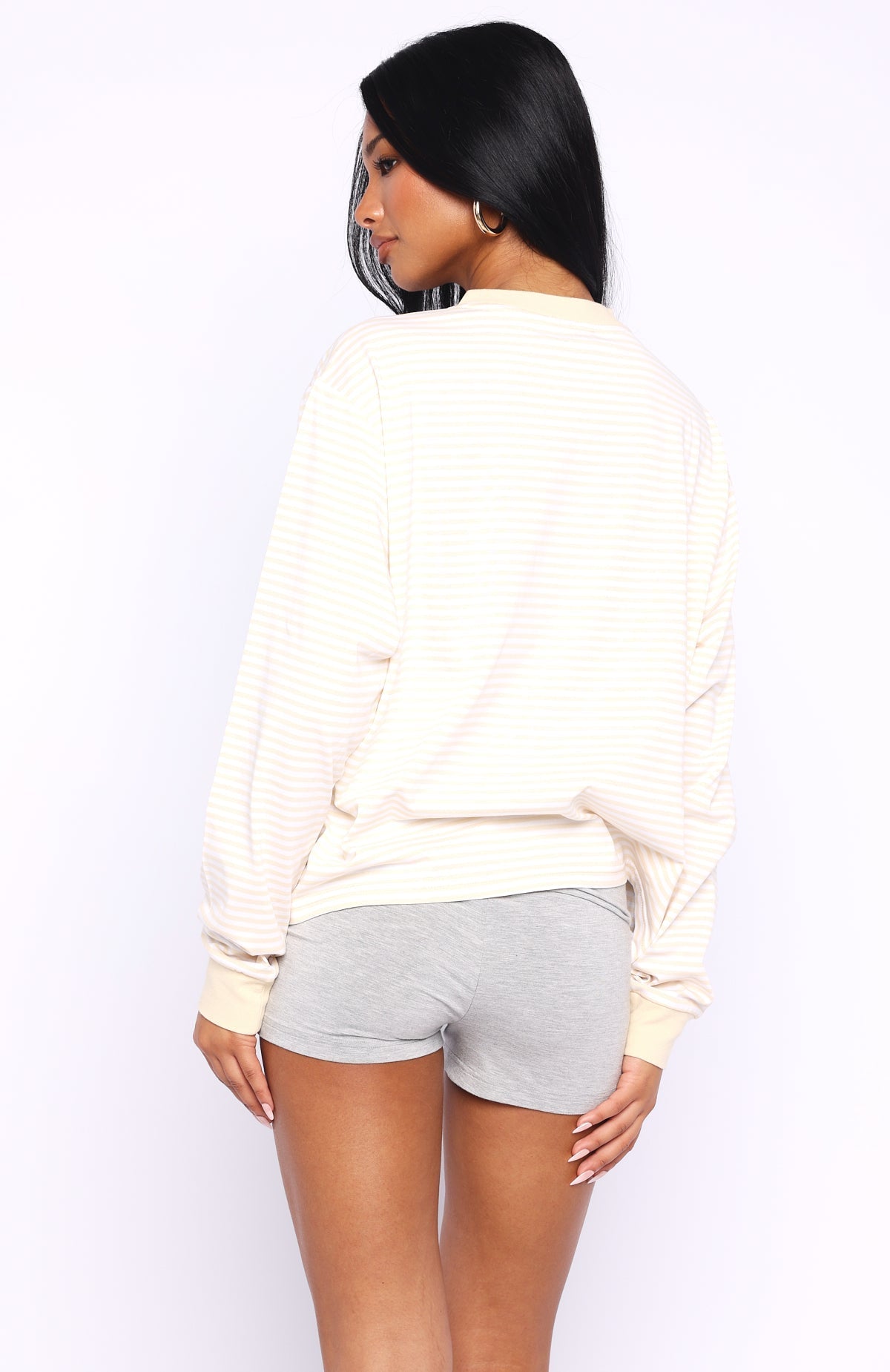 White Fox Touchdown Long Sleeve Tee Lemon Stripe