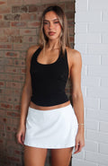White Fox Hard To Please Low Rise Mini Skort White
